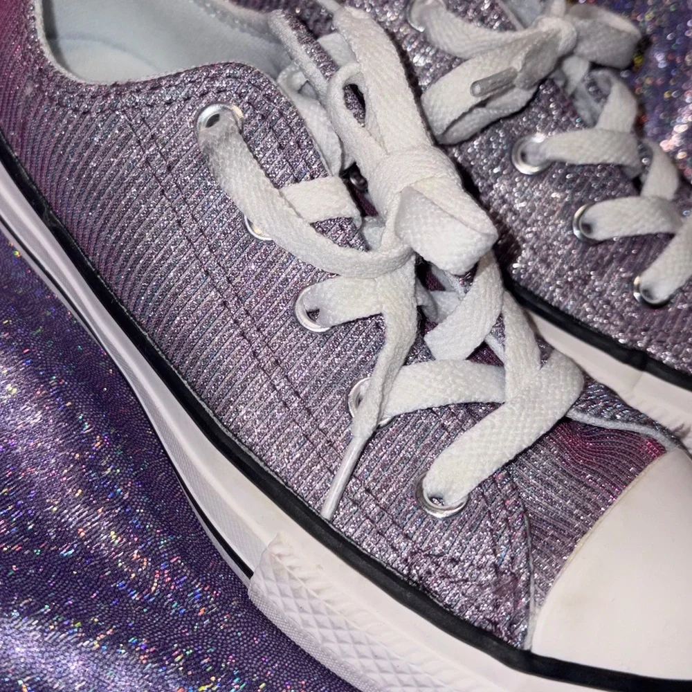 Girls Purple Glitter Converse